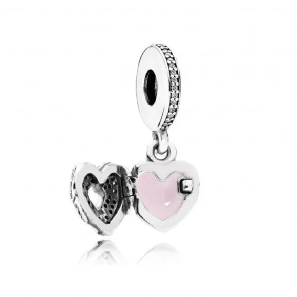 Pandora Angel Wings Dangle with Pink Enamel Locket Charm - Picture 2 of 13